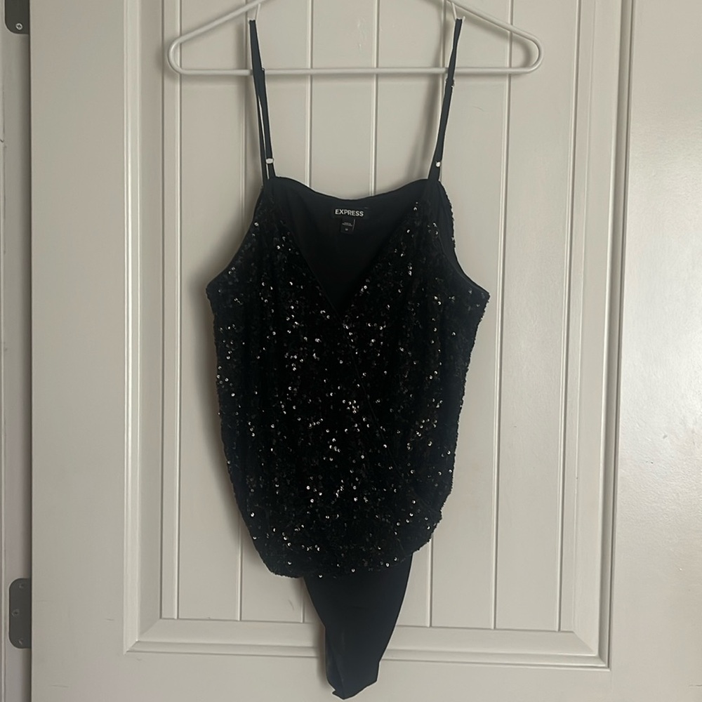 Express black sequin bodysuit